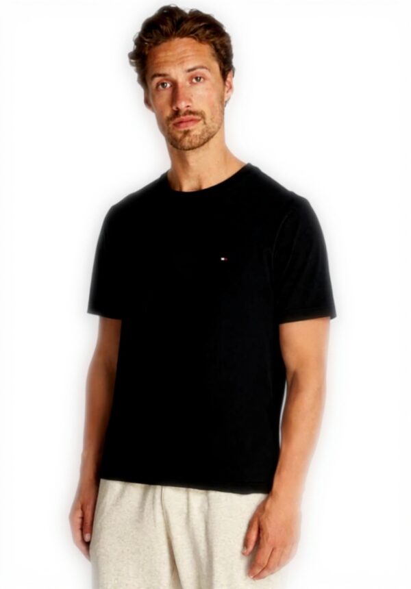Tommy Hilfiger T-Shirt Uomo Cotone Regular Fit Nero Bianco