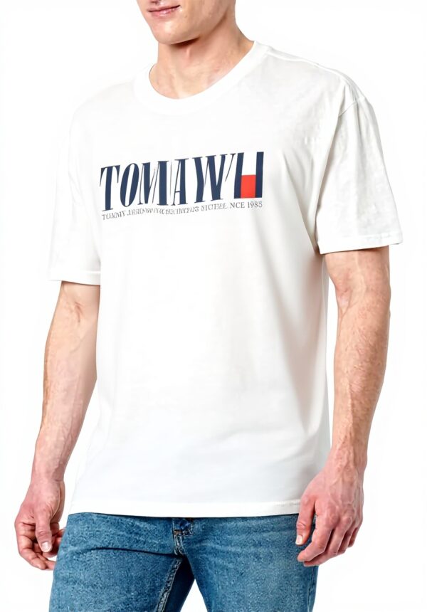 Tommy Jeans T-Shirt Uomo Cotone Flag Tee Regular Fit