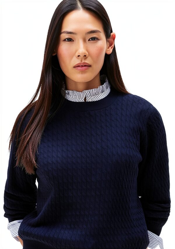 Tommy Hilfiger Donna Pullover Maglia Trecce Cotone