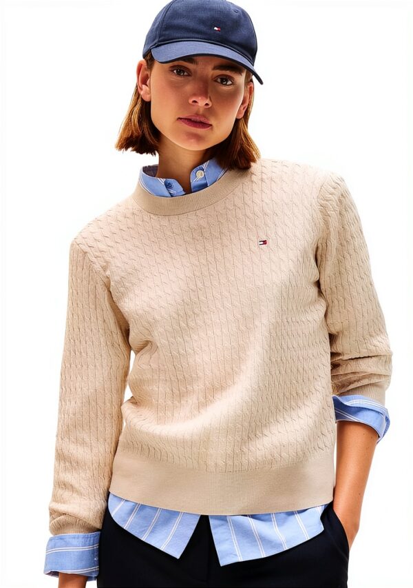 Tommy Hilfiger Donna Pullover Maglione Cotone Trecce